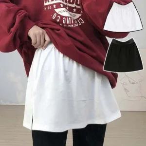 옆트임 탄탄밴딩 페이크 밴딩 레이어드 연출 티셔츠 플레어스커트