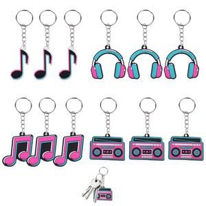 야피기 12PCS 뮤직 파티, 노트 열쇠고리 테마 음악 용품 댄싱 록스타 디어 장신구, 피아노 경품 제공