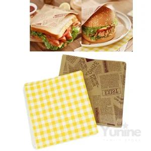 YUNS 햄버거 와플 포장지 (50P) 간식포장 와플봉투 빵종이