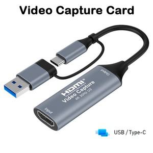 2in 1 USB 3.0 비디오 캡처 카드 4K HDMI 호환 2.0 Type-C 게임 그래버 레코드 스위치 Xbox PS5/4 라이브
