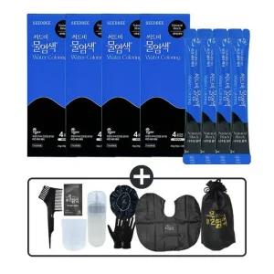씨드비 물염색 시즌2 프리미엄 새치 커버 내추럴 블랙 4회분x4박스+염색도구