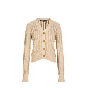 폴로 여성 코튼 린넨소재 가디건 베이지
