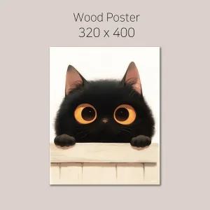 고양이 우드 포스터 집들이 굿즈 소품 갤러리개업선물 자취방 꾸미기 액자 인테리어 리모델링 그림벽 벽걸