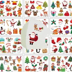 크리스마스 타투스티커 10종 12 야광 스티커 산타 눈사람 마스크꾸미기 성탄절 파티 홈파티 연말 모임 판박
