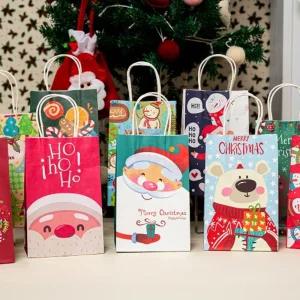 크리스마스 종이 손잡이 쇼핑백 10 세트선물 선물백 가방 포장 봉투