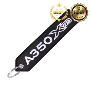 항공 부품 및 액세서리 블랙 에어버스 A350 키체인 양면 자수 항공 키링 선물용 폰 스트랩 랜야드