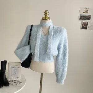 포슬포슬 헤어리 앙고라 타이 니트세트 E046 퍼앙고라타이셋