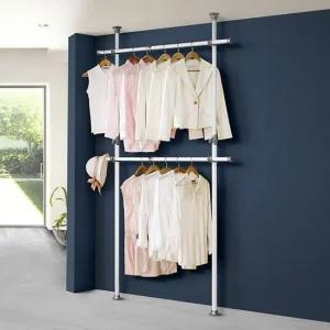 2단행거 2007호 옷걸이행거 조립식 철제 튼튼한 벽 옷 시스템행거 원룸행거 폴행거
