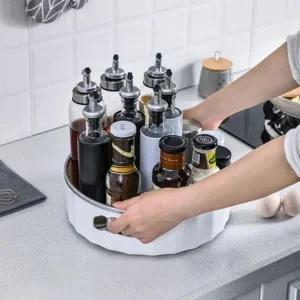 주방 양념통 정리대 원형 조미료 보관함 양념통 회전 트레이 영양제 다용도 수납함 화장품 싱크대 화장대