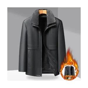 남성 데일리 점퍼 블루종항공 기모안감털카라 가죽 코트 빅사이즈 겨울 보온 다올4