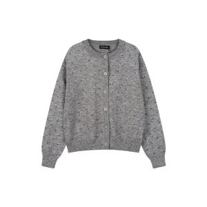 도트패턴 라운드넥 니트 가디건 PR7XD3GB