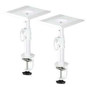 [미국배송] SUPTEK 클램프 온 스피커 스탠드 책상 마운트 세트 높이 조절 기울기 회전 9.6 X 8.8 인치 트레이 컴퓨터 및 책장 스피커용 범용 오디오 홀더 고음 2 팩 흰색 SDM001W