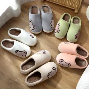 남여공용 실내화 사무실용 극세사 방한 슬리퍼 겨울용 털 곰돌이 커플 거실 슬리퍼