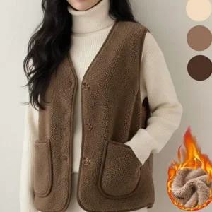 여성 플리스 조끼 데일리 캐주얼 양털 여성 뽀글이 조끼 겨울 남녀공용 주머니 포켓