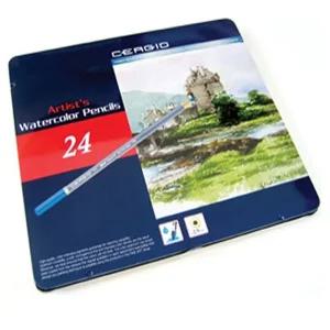 세르지오 수채 색연필 24색/미술/색칠하기/칼라/펜슬/고급/세트/그림/깎아쓰는/다용도/드로잉/채색/필기구