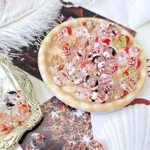 [6개]관통형 12mm 투명 아크릴 크리스마스 볼 믹스 3-925-89 비즈공예 키링재료