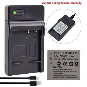 Sanyo VPC-CA65 CA8 CA9 CG6 USB 충전기용 DB-L20 배터리