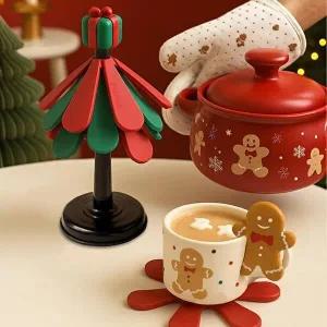 [셀러허브 1]트리 실리콘 냄비받침 세트 접이식 받침대 크리스마스 선물