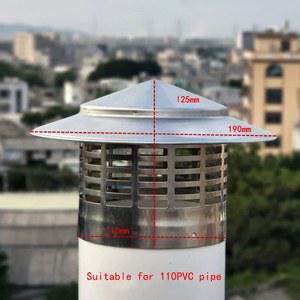 스테인레스 스틸 굴뚝 캡 외부 벽 신선한 공기 배출구 지붕 파이프 배기 후드, 방충 외부 굴뚝 캡, 75mm, 160mm, 200mm