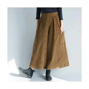 여성 러블리 치마 바지 가을 겨울 신상 코듀로이 워싱 후 허리 밴딩 와이드 빅사이즈 촬영 다올4