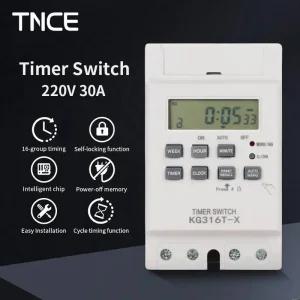 간판타이머 전자식 타이머 콘센트 TNCE 30A 제어 스위치 220V 가로등 광고판 물 펌프용 정전 모듈