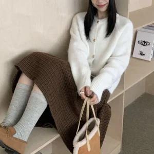 [라일리여성의류] Rly 보송보송 소프트컬러 감성 퍼프핏 울니트 가디건