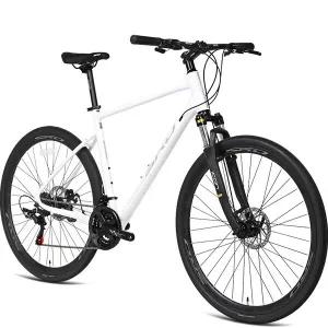 SRD 펑크방지 타이어가 장착된 하이브리드 자전거 RH1 700C 시마노21단 디스크 무료 완조립