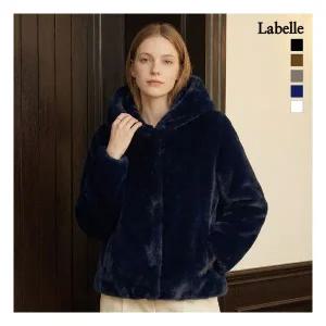 라벨르by신영모피 페이크퍼 무스탕 라인트리밍 후드자켓 108344