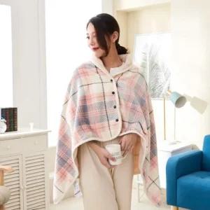 망토 80x140cm 겨울용품 핑크 담요 똑딱이 버튼형담요