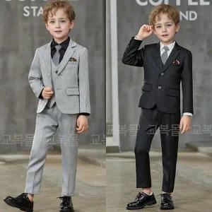/교복몰 헤링본 체크패턴 소년 정장 턱시도 풀세트(자켓 양장