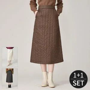 [로코엘라]벨리 A라인 슬림핏 패딩 롱스커트 1+1