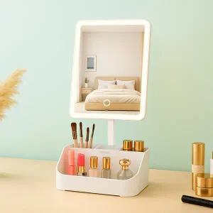 [루미트론]루나미러 탁상용 메이크업 수납형 무선 조명거울 LM-M251