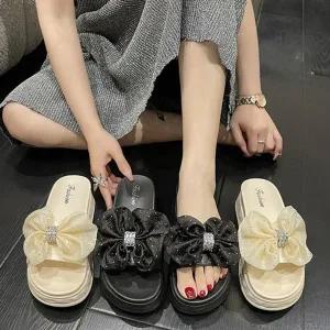 큐빅쉬폰 ZWLP2653 리본 통굽 슬리퍼 ELB-008