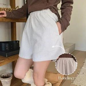 [옷자락]여성 캐주얼 포근 무지컬러 골덴 밴딩 반바지