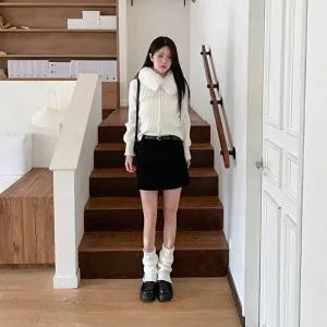 [옷자락]여자 겨울 도톰 탄탄 벨티드 골덴 미니 스커트