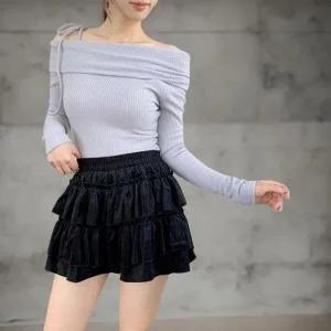 [옷자락]여성 키치무드 골덴 포근 캉캉 프릴 미니 스커트