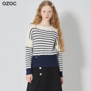 OZOC)] 버튼 스트라이프 니트 탑  택가격  74000원)