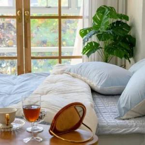 ( )겨울 이불 극세사 SS 베개커버 호텔 따뜻한 블루