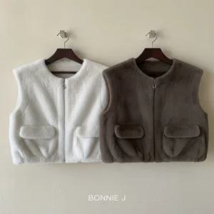 [보니제이]신상 페이크퍼 지퍼 조끼 집업 겨울 투포켓 숏조끼 루