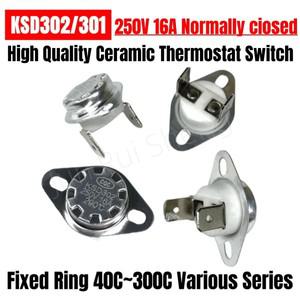 10PCS 세라믹 온도 스위치 KSD302 정상 폐쇄 NC 조절기 컨트롤러 250V 16A 열 보호기 센서