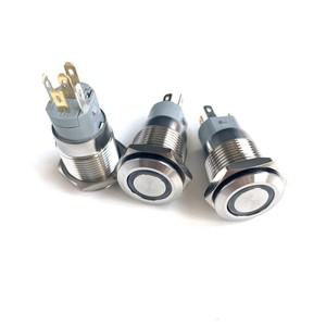 스테인리스강 금속 래칭 푸시 버튼 스위치 LED 라이트 ON/OFF 라운드 마린 자동차 RV 트럭 보트 SPDT용 12V