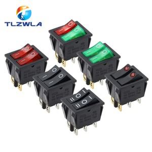 1PCS KCD6 16A 250V AC 로커 스위치 보트 6 핀 램프 ON-OFF 20A125V 전원