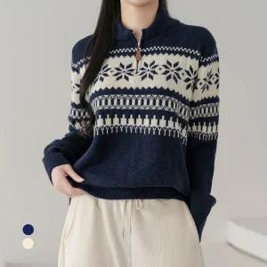 KARRA 코위찬패턴하프집업니트_A5W0541