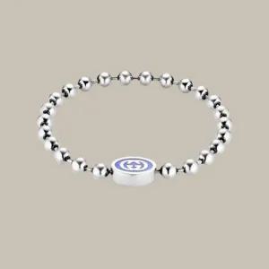 [구찌] YBA753437001 (753437 J8410 8136) 인터로킹 G 에나멜 볼 체인 실버 팔찌 1478552