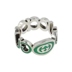 [구찌] YBC753640001 (753640 J8410 8414) 인터로킹 G 에나멜 실버 반지 271530 1162551