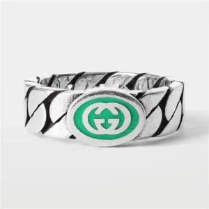 [구찌] 인터로킹 G 에나멜 6mm 실버 반지 701612 J8410 8414 1491339