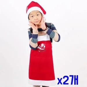 (단품 일반산타앞치마모자세트(아동))일반형아동세트x2개 크리스마스 산타앞치마모자