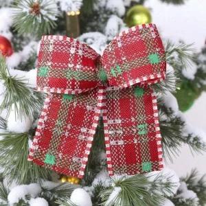 ( )싸다구나 체크 크리스마스리본장식 리본오너먼트