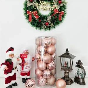 (옵션 GS003191 트리장식볼 핑크골드24P)이거찜 올겨울 트렌드 컬러 크리스마스 유광 무광 글리터 트리 장