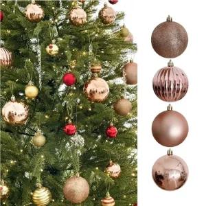 (디자인 GS003191 트리장식볼 핑크골드24P)기회공작소핑크골드 하모니 오너먼트 크리스마스 트리 장식볼 믹